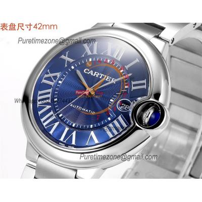 Ballon Bleu WSBB0027 42mm A2824 Automatic Mens Watch Best Edition CHF Blue Dial Stainless Steel Bracelet CHS