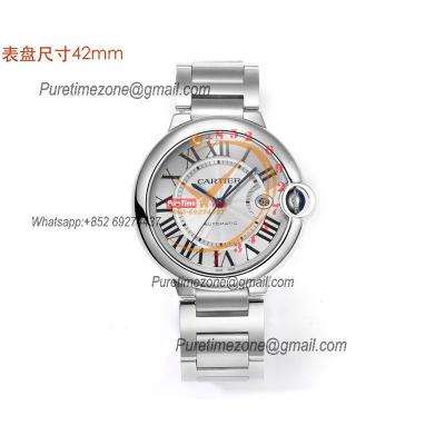 Ballon Bleu WSBB0049 42mm A2824 Automatic Mens Watch Best Edition CHF Silver Dial Stainless Steel Bracelet CHS