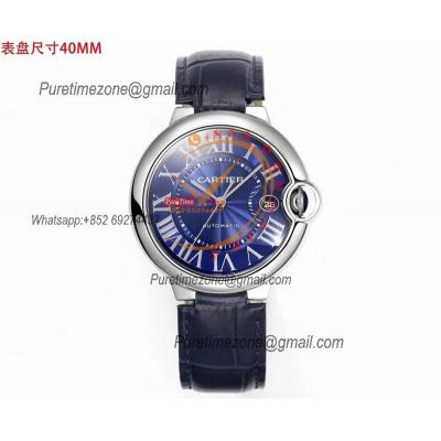 Ballon Bleu WSBB0061 40mm A2824 Automatic Mens Watch Best Edition CHF Blue Dial Leather Strap CHS