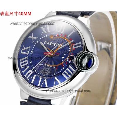 Ballon Bleu WSBB0061 40mm A2824 Automatic Mens Watch Best Edition CHF Blue Dial Leather Strap CHS