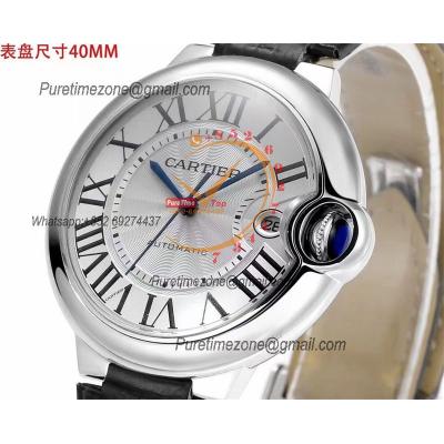 Ballon Bleu WSBB0039 40mm A2824 Automatic Mens Watch Best Edition CHF Silver Dial Leather Strap CHS