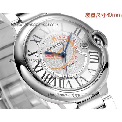 Ballon Bleu WSBB0040 40mm A2824 Automatic Mens Watch Best Edition CHF Silver Dial Leather Strap CHS