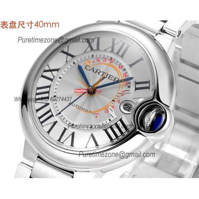 Ballon Bleu WSBB0040 40mm A2824 Automatic Mens Watch Best Edition CHF Silver Dial Leather Strap CHS