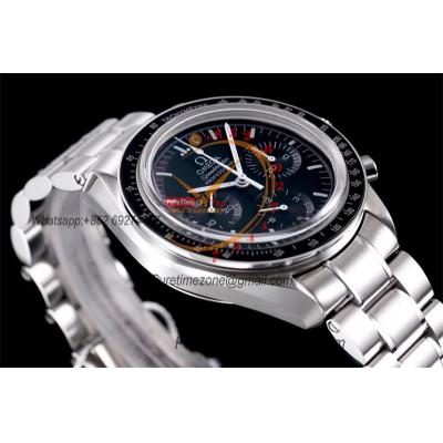 Speedmaster MoonWatch Professional Chronograph Manual-Winding Mens Watch Best Edition OMF Black Dial SS Bracelet CHS