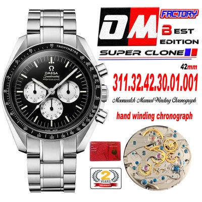 Speedmaster MoonWatch Professional Chronograph Manual-Winding Mens Watch Best Edition OMF Black Dial SS Bracelet CHS