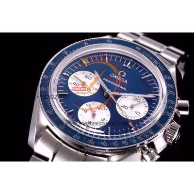 Speedmaster Speedy Tuesday Olympic Games 2020 Winding Chronograph Mens Watch Best Edition OMF Blue Dial SS Bracelet CHS