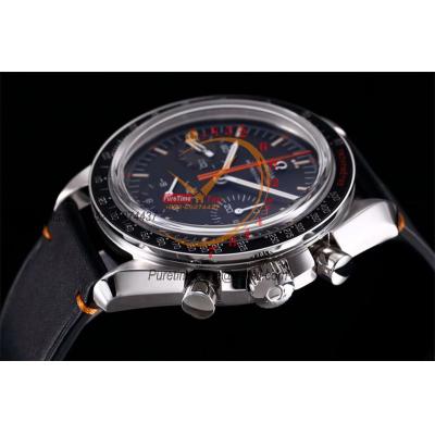 Speedmaster Speedy Tuesday 2 ‘Ultraman’Winding Chronograph Mens Watch Best Edition OMF Black Dial Leather CHS