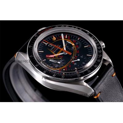 Speedmaster Speedy Tuesday 2 ‘Ultraman’Winding Chronograph Mens Watch Best Edition OMF Black Dial Leather CHS