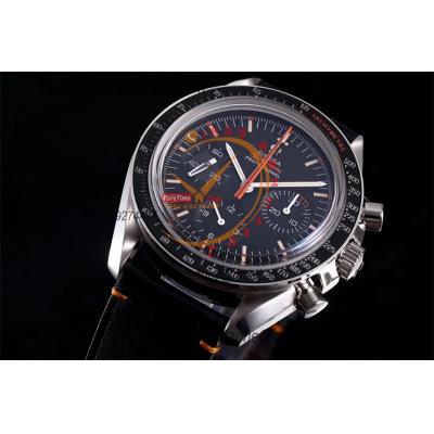 Speedmaster Speedy Tuesday 2 ‘Ultraman’Winding Chronograph Mens Watch Best Edition OMF Black Dial Leather CHS