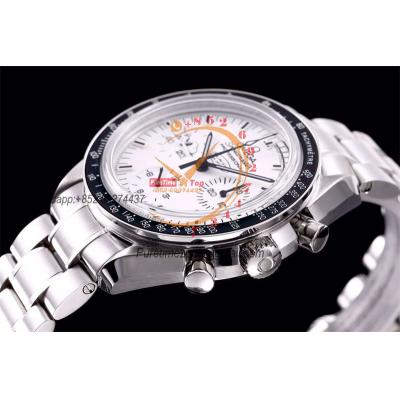 Speedmaster Moonwatch Silver Snoopy Anniversary Manual Winding Chrono Mens Watch Best Edition OMF White Dial SS Bracelet