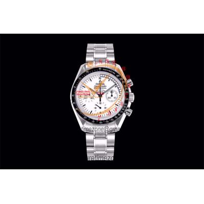 Speedmaster Moonwatch Silver Snoopy Anniversary Manual Winding Chrono Mens Watch Best Edition OMF White Dial SS Bracelet