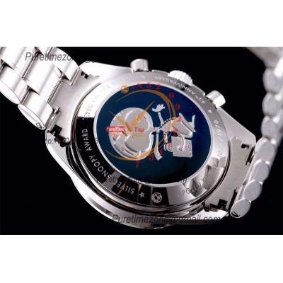 Speedmaster Moonwatch Silver Snoopy Anniversary Manual Winding Chrono Mens Watch Best Edition OMF White Dial SS Bracelet