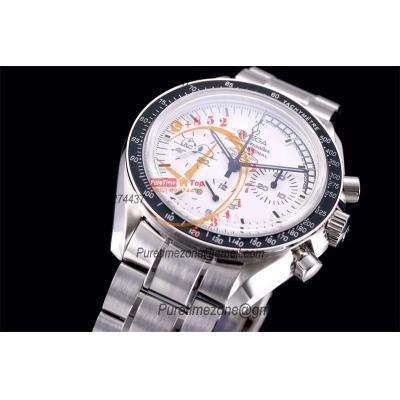 Speedmaster Moonwatch Silver Snoopy Anniversary Manual Winding Chrono Mens Watch Best Edition OMF White Dial SS Bracelet