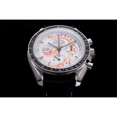 Speedmaster Moonwatch Silver Snoopy Anniversary Manual Winding Chrono Mens Watch Best Edition OMF White Dial Nylon CHS