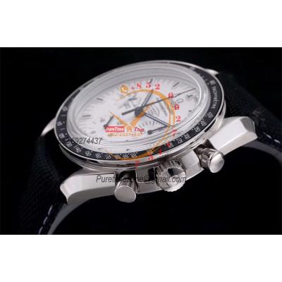 Speedmaster Moonwatch Silver Snoopy Anniversary Manual Winding Chrono Mens Watch Best Edition OMF White Dial Nylon CHS