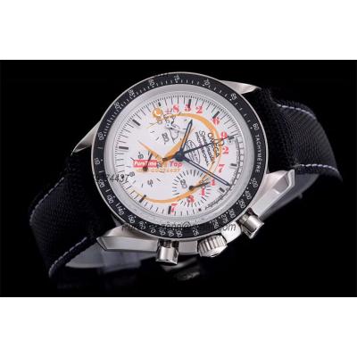 Speedmaster Moonwatch Silver Snoopy Anniversary Manual Winding Chrono Mens Watch Best Edition OMF White Dial Nylon CHS