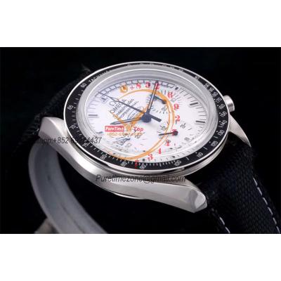 Speedmaster Moonwatch Silver Snoopy Anniversary Manual Winding Chrono Mens Watch Best Edition OMF White Dial Nylon CHS