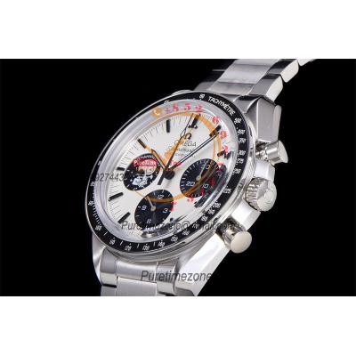 Speedmaster  Moonwatch Silver Snoopy Award Manual Winding Chrono Mens Watch Best Edition OMF Black Dial SS Bracelet