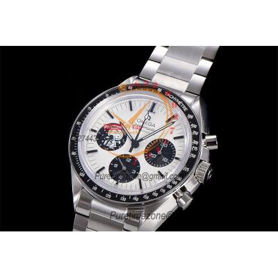 Speedmaster  Moonwatch Silver Snoopy Award Manual Winding Chrono Mens Watch Best Edition OMF Black Dial SS Bracelet