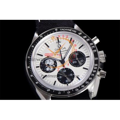 Speedmaster  Moonwatch Silver Snoopy Award Manual Winding Chrono Mens Watch Best Edition OMF Black Dial Nylon CHS