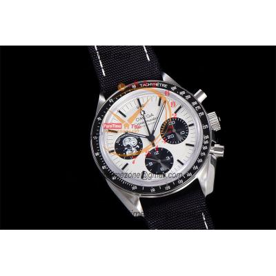 Speedmaster  Moonwatch Silver Snoopy Award Manual Winding Chrono Mens Watch Best Edition OMF Black Dial Nylon CHS