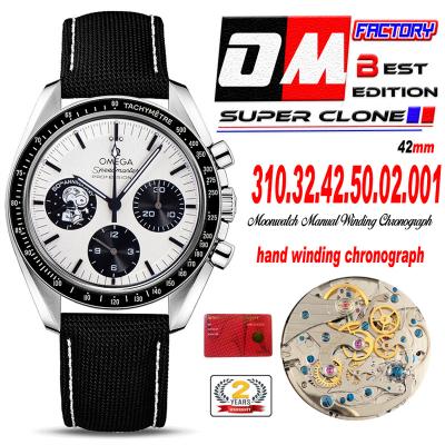 Speedmaster  Moonwatch Silver Snoopy Award Manual Winding Chrono Mens Watch Best Edition OMF Black Dial Nylon CHS