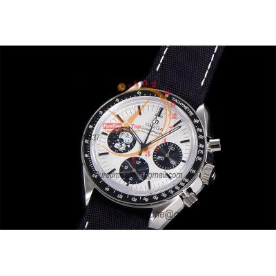 Speedmaster  Moonwatch Silver Snoopy Award Manual Winding Chrono Mens Watch Best Edition OMF Black Dial Nylon CHS