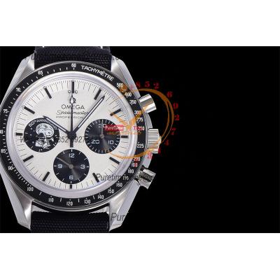 Speedmaster  Moonwatch Silver Snoopy Award Manual Winding Chrono Mens Watch Best Edition OMF Black Dial Nylon CHS