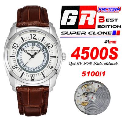 Quai De L'ile 4500S A5100 Automatic Mens Watch Best Edition GRF White Dial Brown Leather Strap CHS