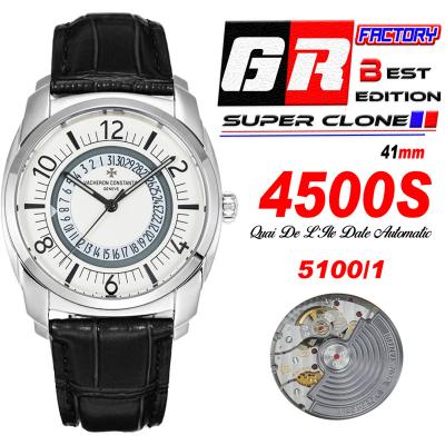 Quai De L'ile 4500S A5100 Automatic Mens Watch Best Edition GRF White Dial Black Leather Strap CHS