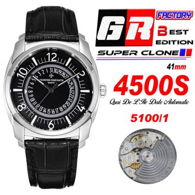 Quai De L'ile 4500S A5100 Automatic Mens Watch Best Edition GRF Black Dial Black Leather Strap CHS