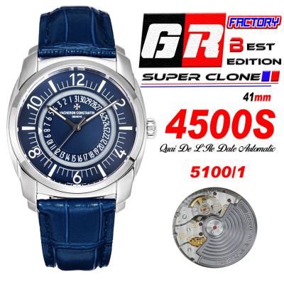 Quai De L'ile 4500S A5100 Automatic Mens Watch Best Edition GRF Blue Dial Blue Leather Strap CHS