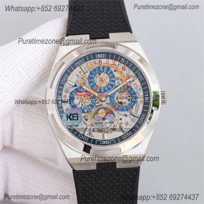 Overseas Perpetual Calendar Moonphase 4300V A1120 Automatic Mens Watch Best Edition TWF SS Skeleton Dial Orange Rubber