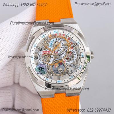 Overseas Perpetual Calendar Moonphase 4300V A1120 Automatic Mens Watch Best Edition TWF SS Skeleton Dial Orange Rubber