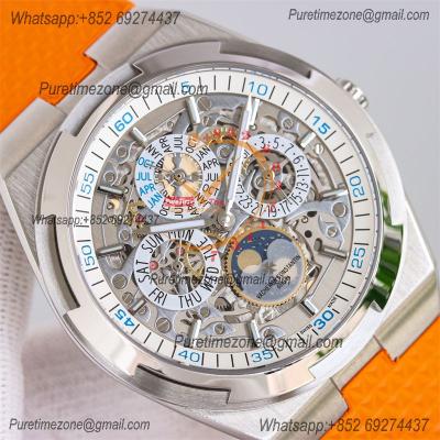 Overseas Perpetual Calendar Moonphase 4300V A1120 Automatic Mens Watch Best Edition TWF SS Skeleton Dial Orange Rubber