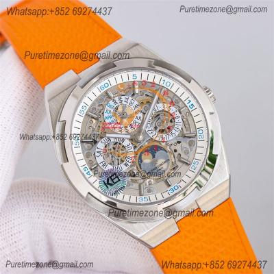 Overseas Perpetual Calendar Moonphase 4300V A1120 Automatic Mens Watch Best Edition TWF SS Skeleton Dial Orange Rubber