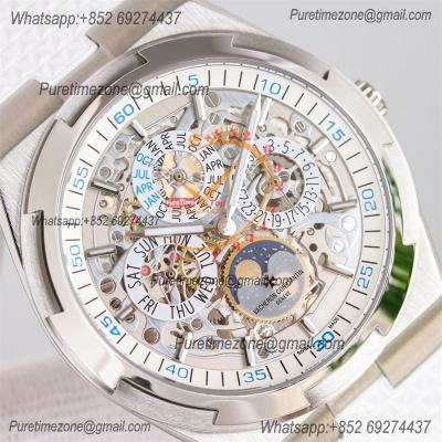 Overseas Perpetual Calendar Moonphase 4300V A1120 Automatic Mens Watch Best Edition TWF SS Skeleton Dial White Rubber