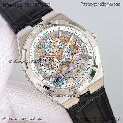 Overseas Perpetual Calendar Moonphase 4300V A1120 Automatic Mens Watch Best Edition TWF SS Skeleton Dial Black Leather