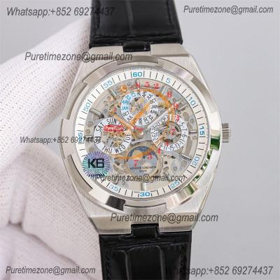 Overseas Perpetual Calendar Moonphase 4300V A1120 Automatic Mens Watch Best Edition TWF SS Skeleton Dial Black Leather