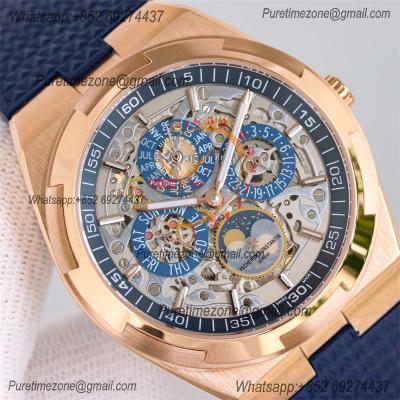 Overseas Perpetual Calendar Moonphase 4300V A1120 Automatic Mens Watch Best Edition TWF RG Skeleton Dial Blue Rubber