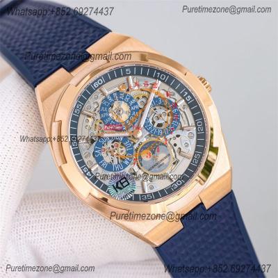 Overseas Perpetual Calendar Moonphase 4300V A1120 Automatic Mens Watch Best Edition TWF RG Skeleton Dial Blue Rubber