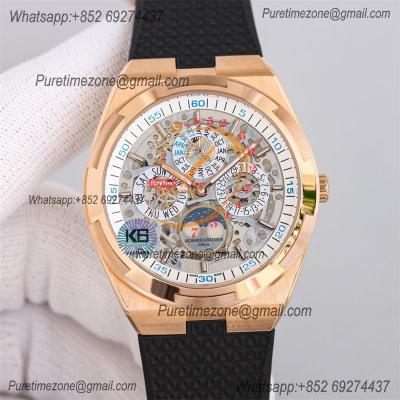 Overseas Perpetual Calendar Moonphase 4300V A1120 Automatic Mens Watch Best Edition TWF RG Skeleton Dial Black Rubber