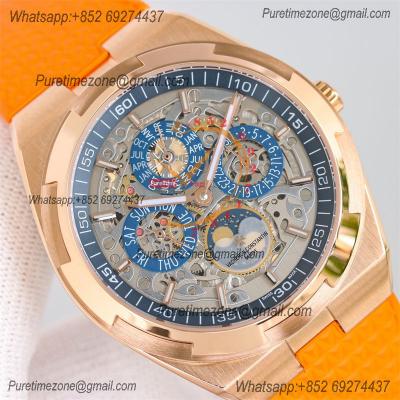 Overseas Perpetual Calendar Moonphase 4300V A1120 Automatic Mens Watch Best Edition TWF RG Skeleton Dial Orange Rubber