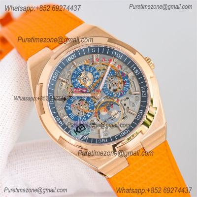 Overseas Perpetual Calendar Moonphase 4300V A1120 Automatic Mens Watch Best Edition TWF RG Skeleton Dial Orange Rubber