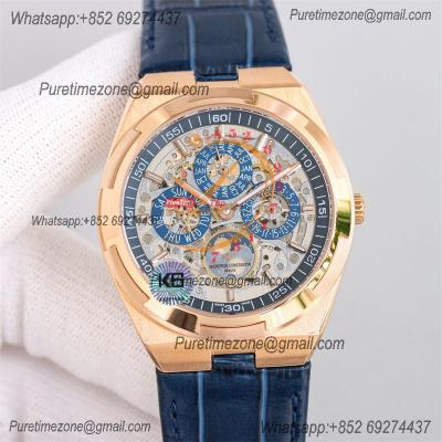 Overseas Perpetual Calendar Moonphase 4300V A1120 Automatic Mens Watch Best Edition TWF RG Skeleton Dial Blue Leather