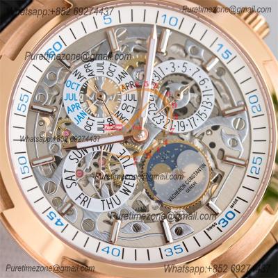 Overseas Perpetual Calendar Moonphase 4300V A1120 Automatic Mens Watch Best Edition TWF RG Skeleton Dial Blue Leather