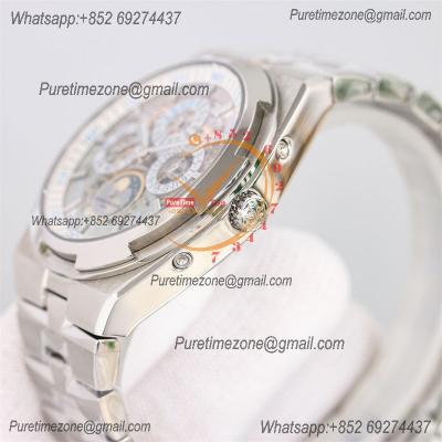 Overseas Perpetual Calendar Moonphase 4300V A1120 Automatic Mens Watch Best Edition TWF Blue Skeleton Dial SS Bracelet