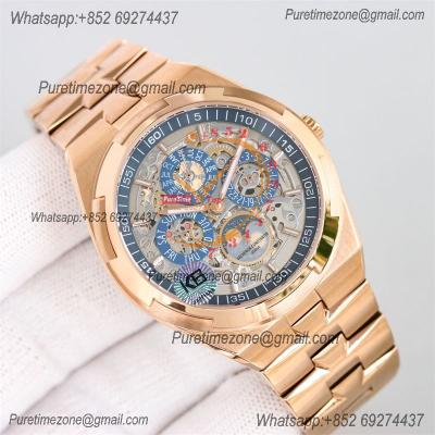 Overseas Perpetual Calendar Moonphase 4300V A1120 Automatic Mens Watch Best Edition TWF Blue Skeleton Dial RG Bracelet