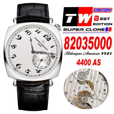 Historiques American 1921 82035 A4400 Automatic Mens Watch Best Edition TWF 40 SS Silver Dial Black Leather Strap CHS