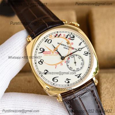 Historiques American 1921 82035 A4400 Automatic Mens Watch Best Edition TWF 40 YG Silver Dial Brown Leather Strap CHS